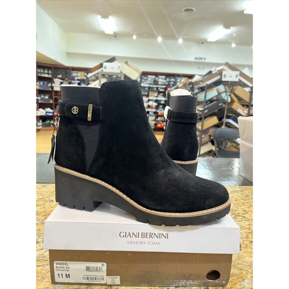 Giani Bernini Womens Vaass Black Wedge Boots Shoes Memory Foam Size 11M - Picture 1 of 6